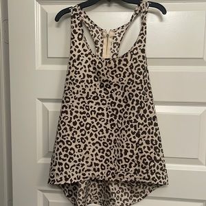 Leopard print high low blouse